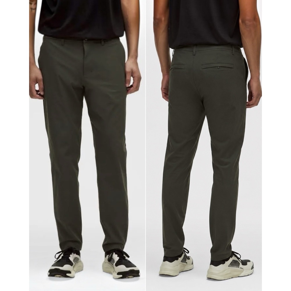 Lululemon ABC Slim Fit Trouser Pants Men's 33x29 Olive Warpstreme Stretch